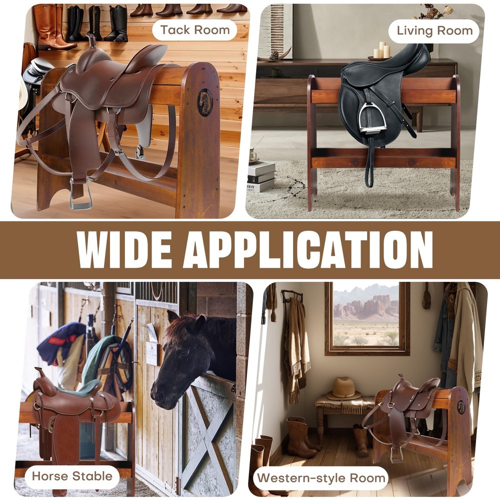 Janedream Solid Wood Saddle Rack, Horse for Western and Walnut