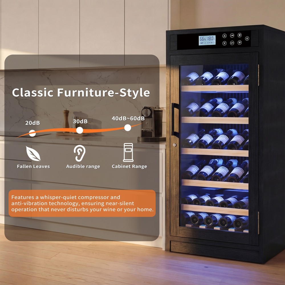 7.6 ft3 LED Touch Screen Display Constant Temperature Black Grape Wine Cooler