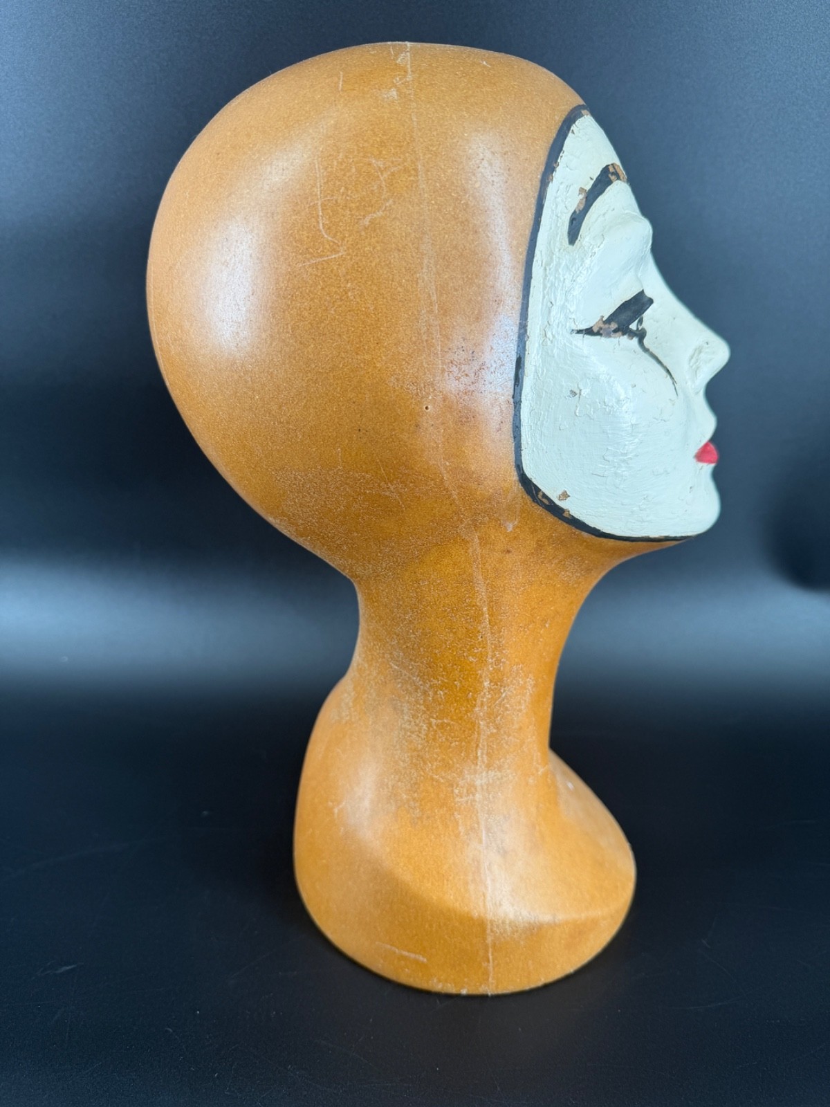 Vintage Plastic Mannequin Head Bust Pierrot Mime Wig Hat Display Dopamine Decor