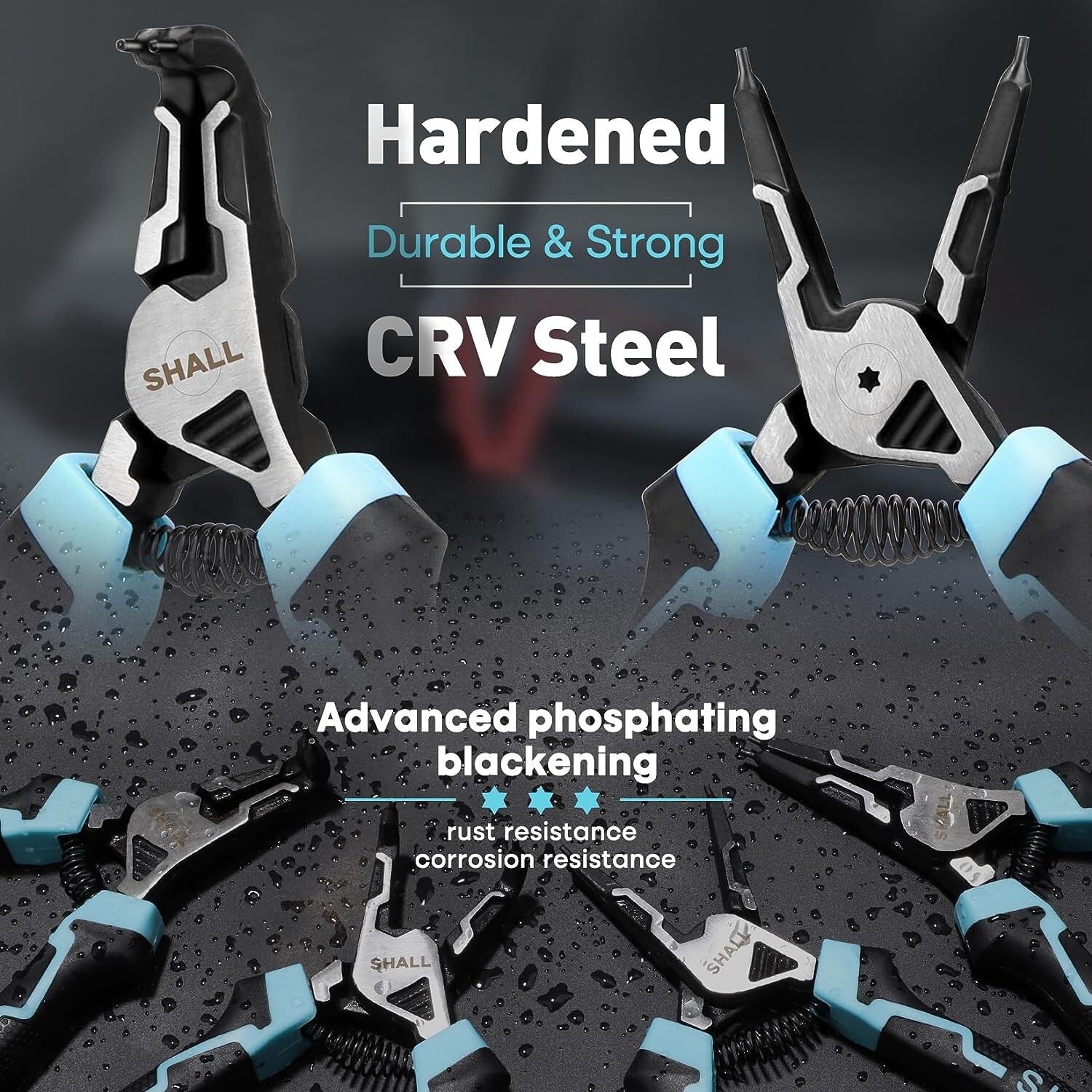 SHALL Snap Ring Pliers Set, 4PCS Heavy Duty 7 " Internal External Circlip Pliers