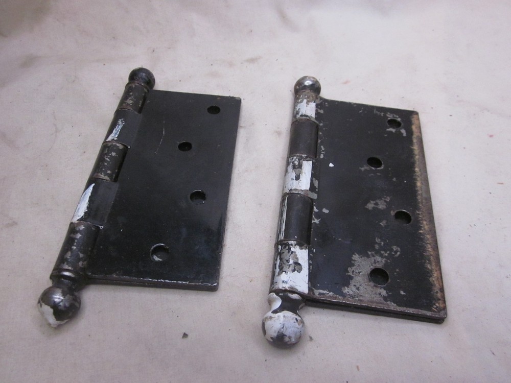 2 large vintage ball tip hinges hinge pair 4 1/2"