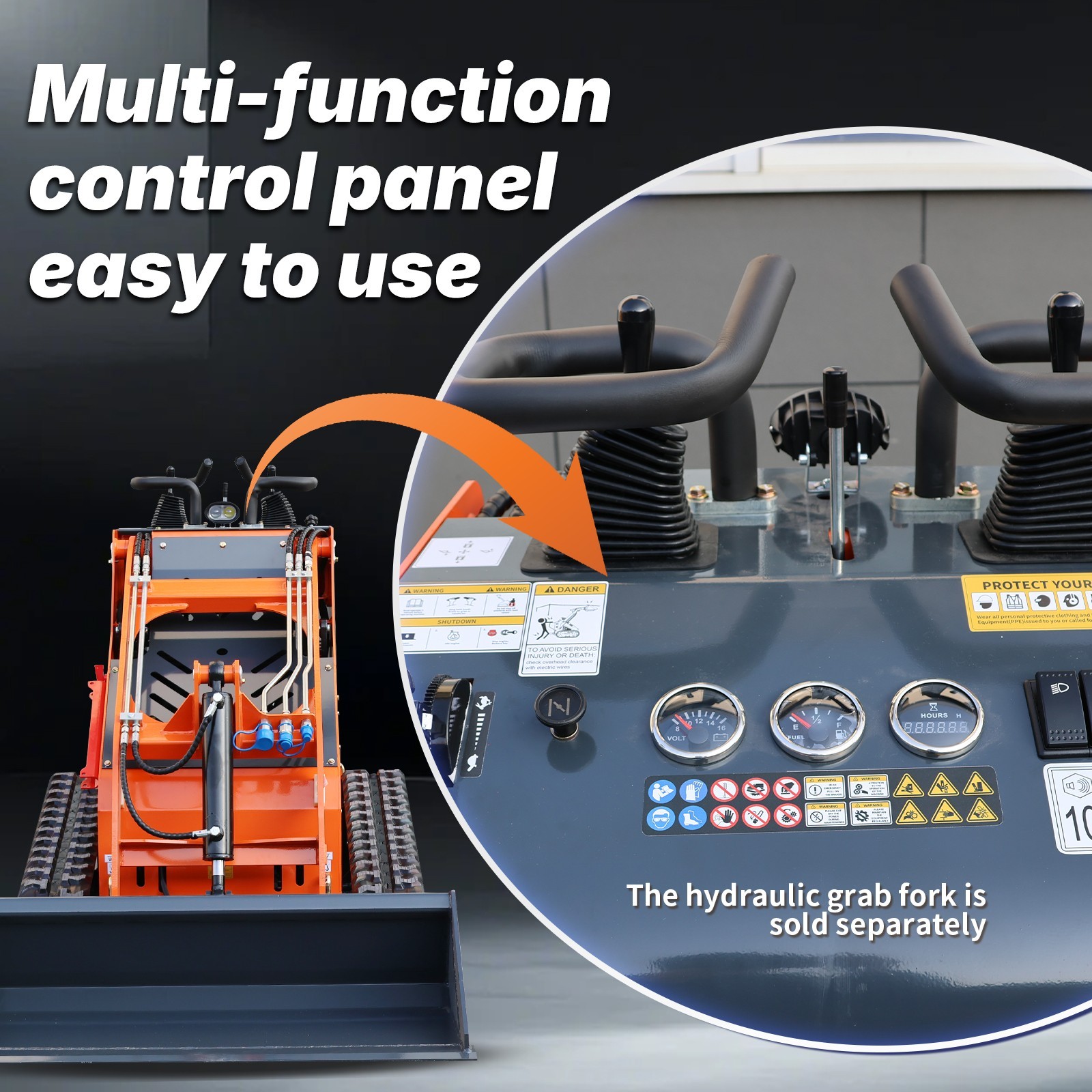 Upgraded Mini Skid Steer 24HP Tracked Loader with Three-Stage Pump