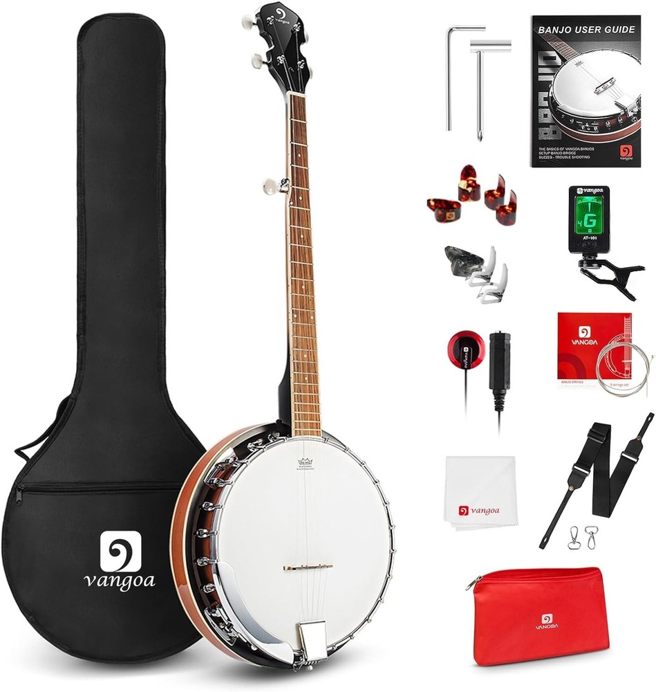 Beginner-Friendly 5-String Banjo Set with Adjustable Features & Bag