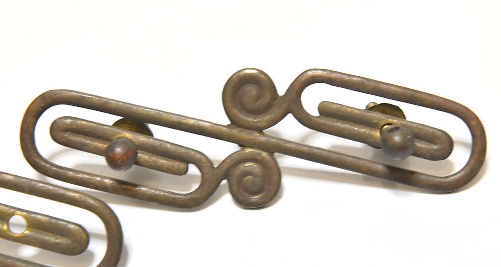 2 VINTAGE BRASS ART DECO STYLE DRAWER PULLS / HANDLES