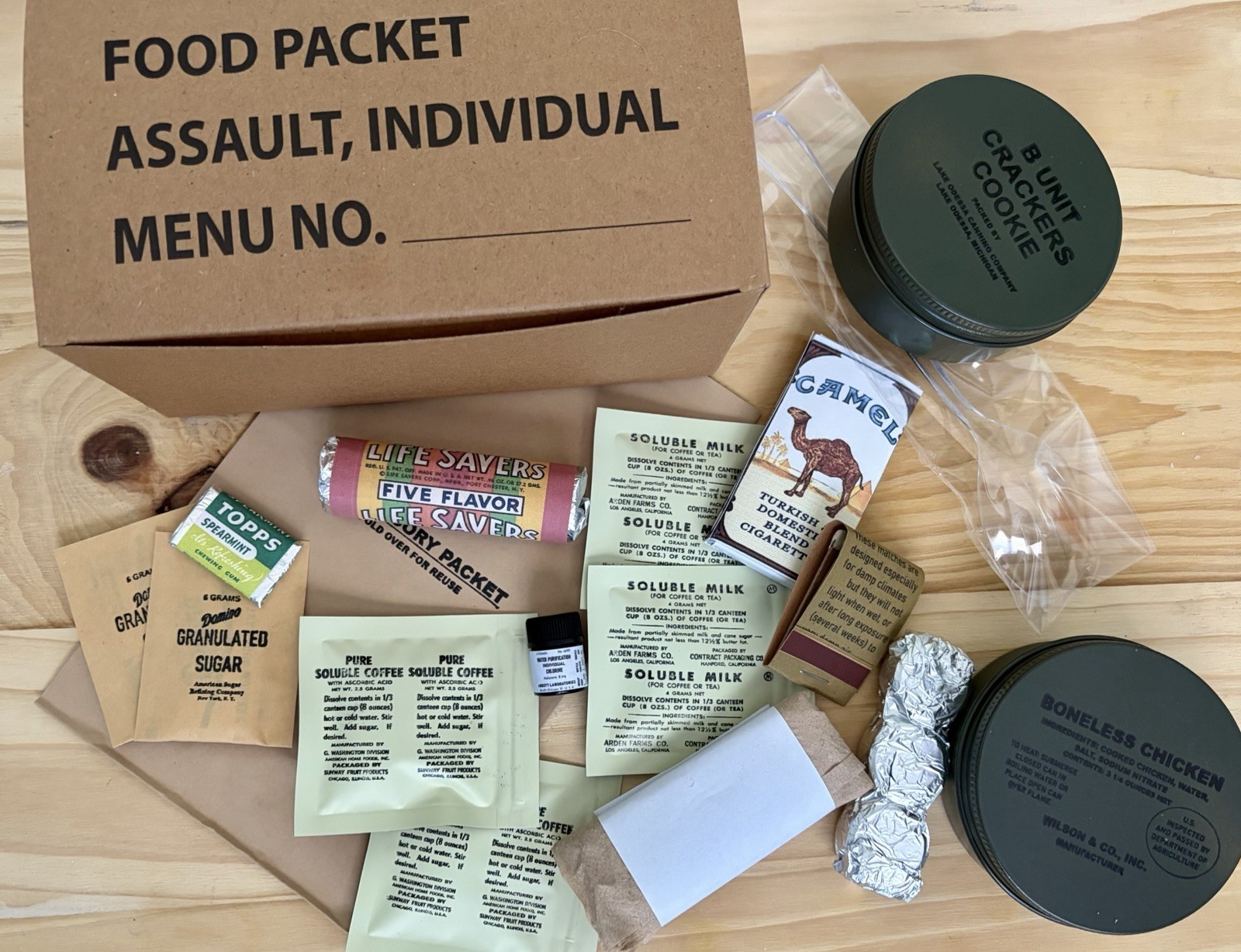 US Korean War Food Packet Individual Assault - Fully Edible Reproduction Ration