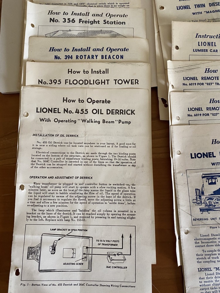 Lionel Postwar Instruction Sheets 15 different