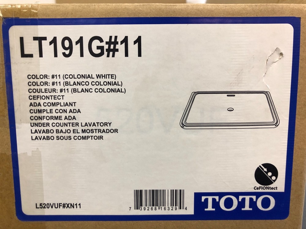 TOTO LT191G#11 Rectangular Undermount Sink with CEFIONTECT, Colonial White