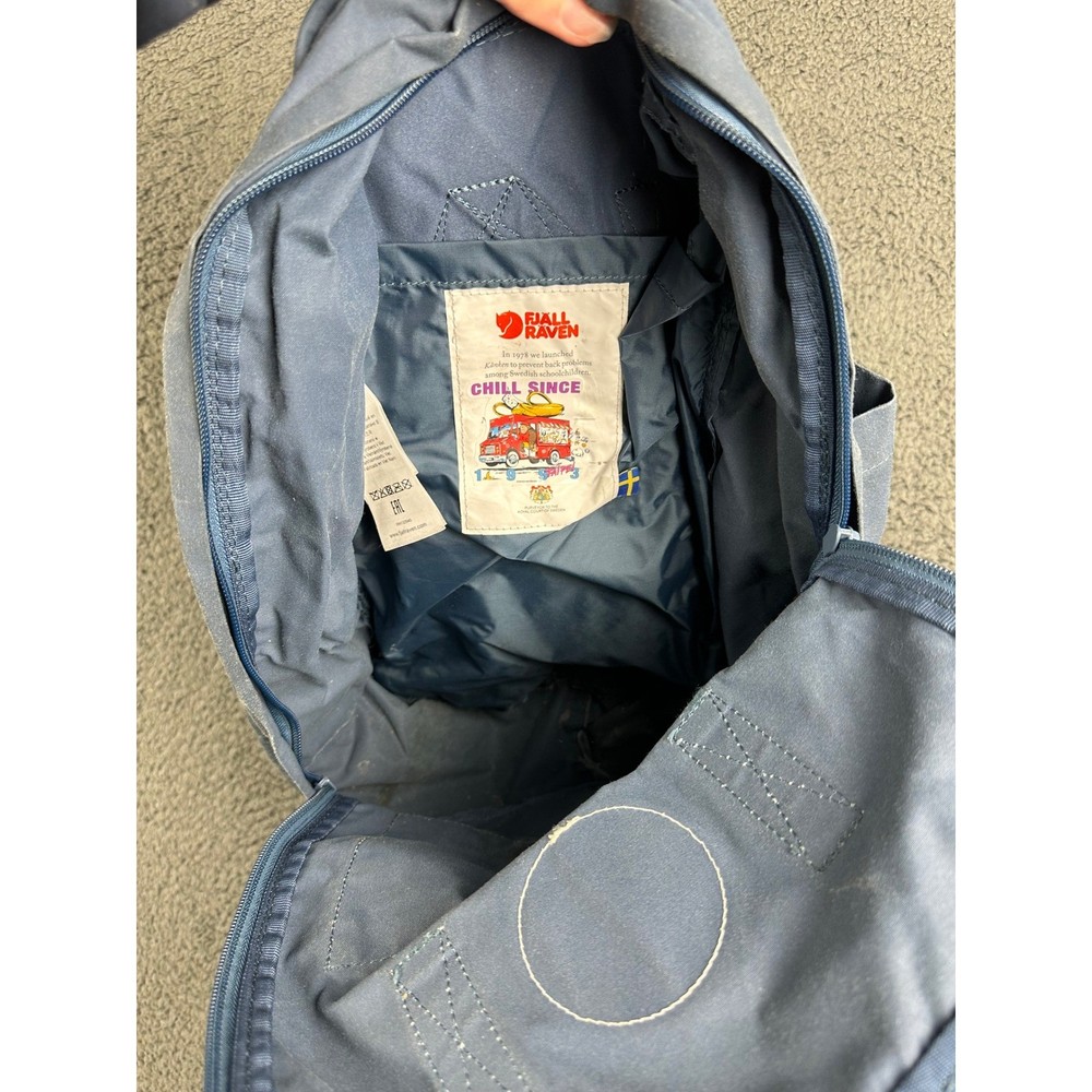 Fjallraven Kanken Classic Backpack Blue Patterned Straps 23510 Daypack Bag