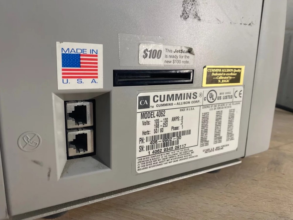 Cummins JetScan 4062 Currency Counter - Powers On, Chaining Error