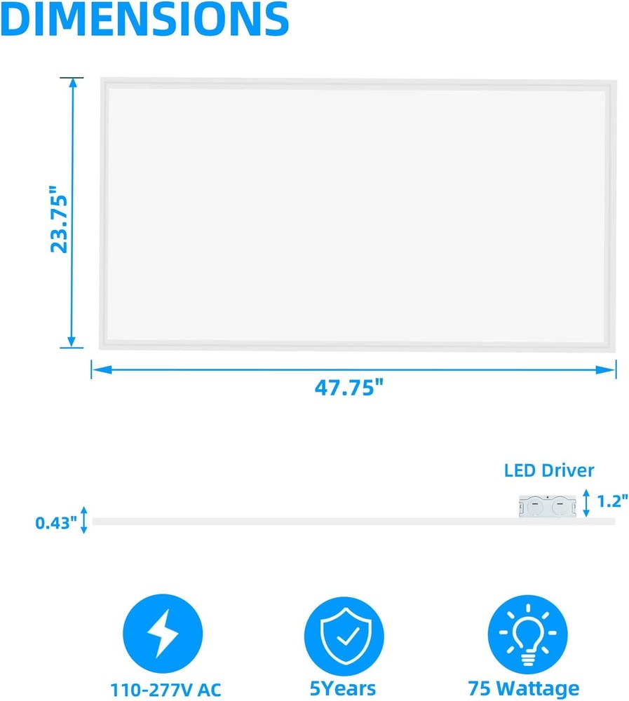 2x4 FT LED Flat Panel Troffer Light, 4 Pack 75 Watts 8400LM Drop Ceiling Lights