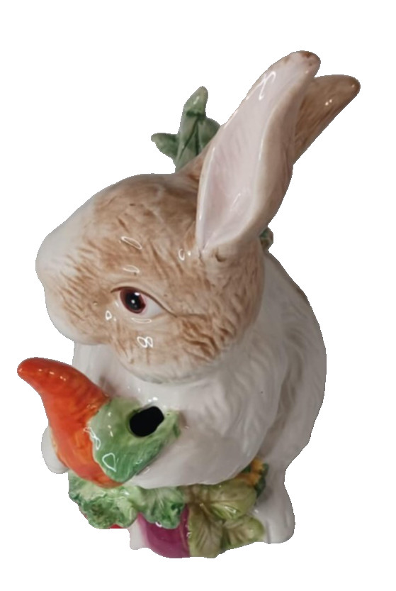 New Decorative Bunny & Vegetable Ceramic Teapot - Tiny Lid & Small Spout