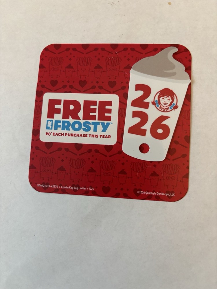 2026 WENDY'S JR FREE FROSTY KEY TAG WITH ANY PURCHASE
