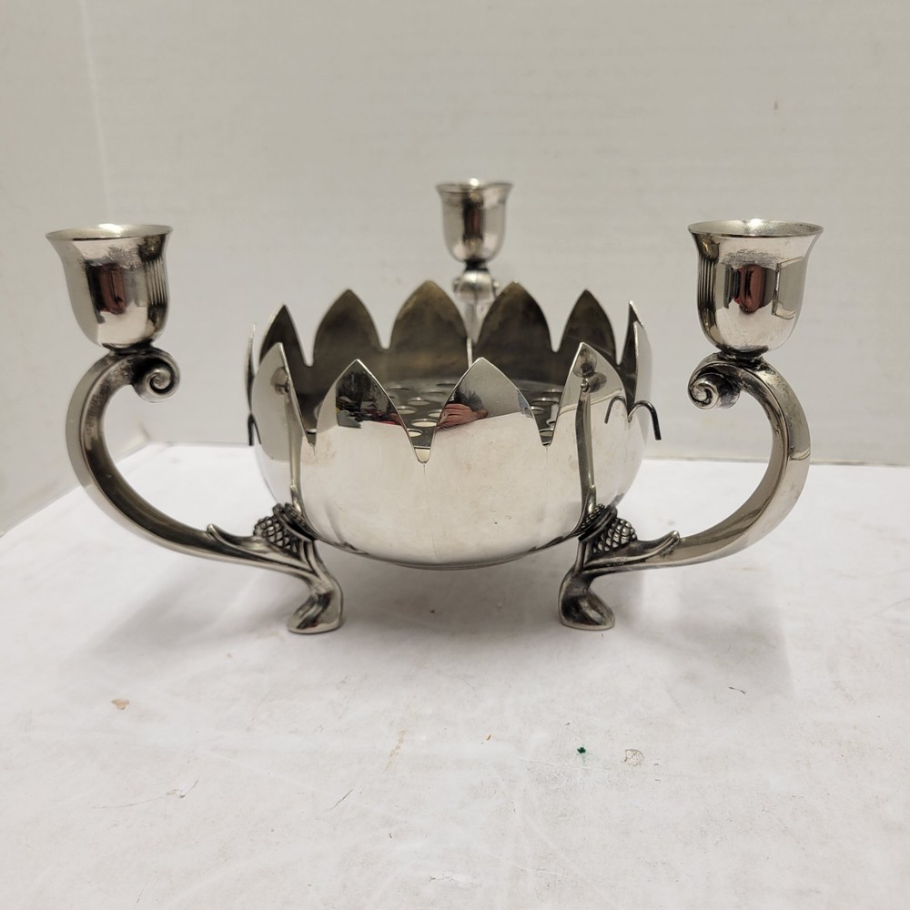 Leonard Silver Plated Centerpiece Footed Candle Candelabra Stand Flower Holder