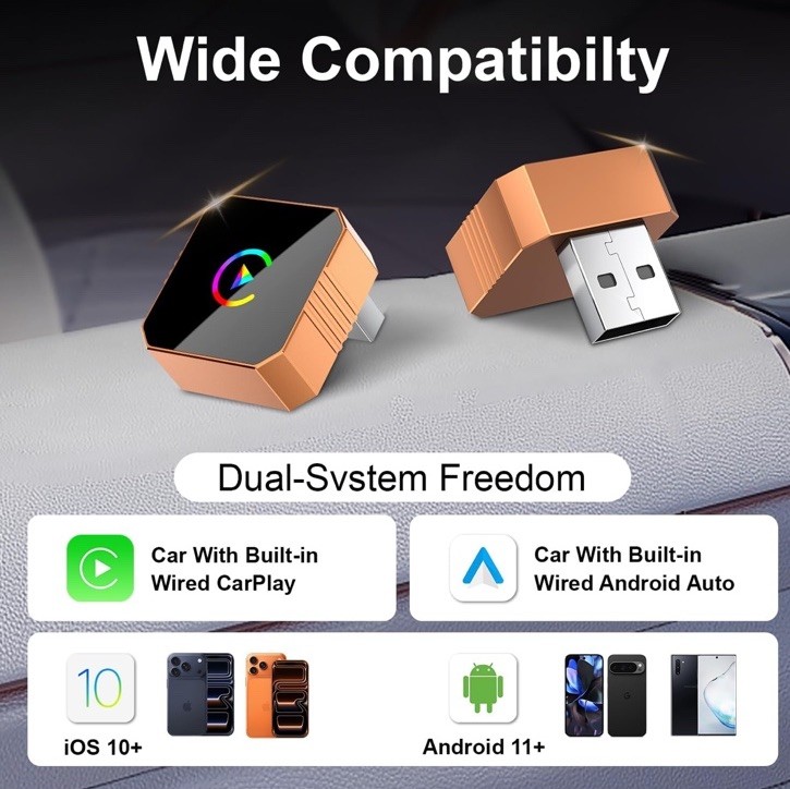 Wireless Carplay Adapter for iPhone,Wired CarPlay to Wireless,Android Auto...