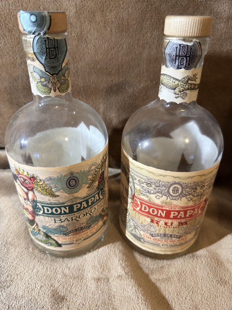 2 EMPTY RUM BOTTLES DON PAPA