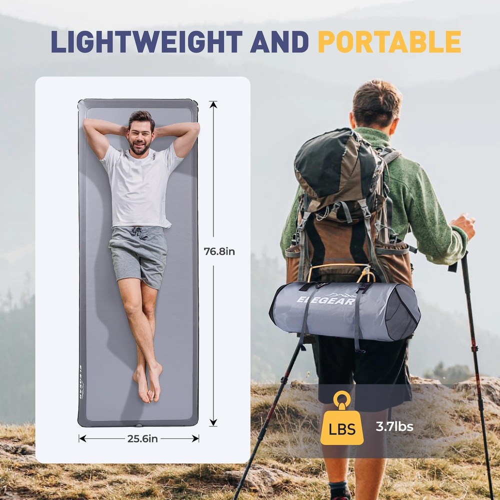 Camping Sleeping Pad with Multi-Function Electric Pump, 4’’ Ultra-Thick & 110...