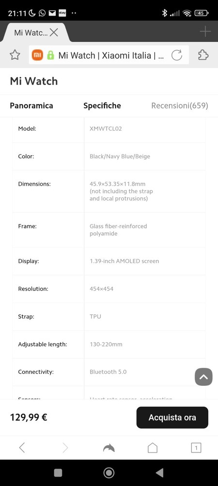 Mi Watch Model XMWTCL02