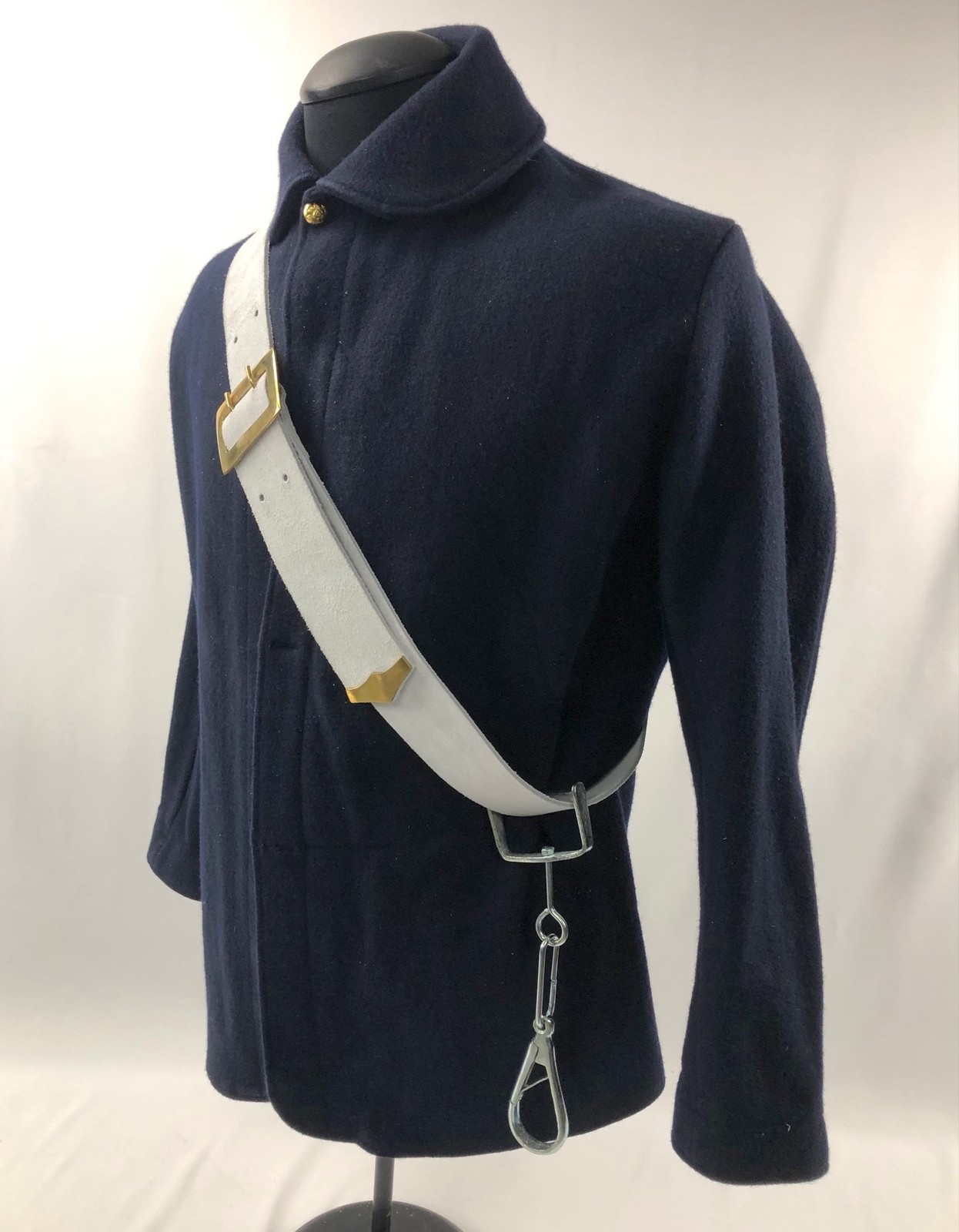 White Buff Leather Cavalry Carbine Sling with Clip