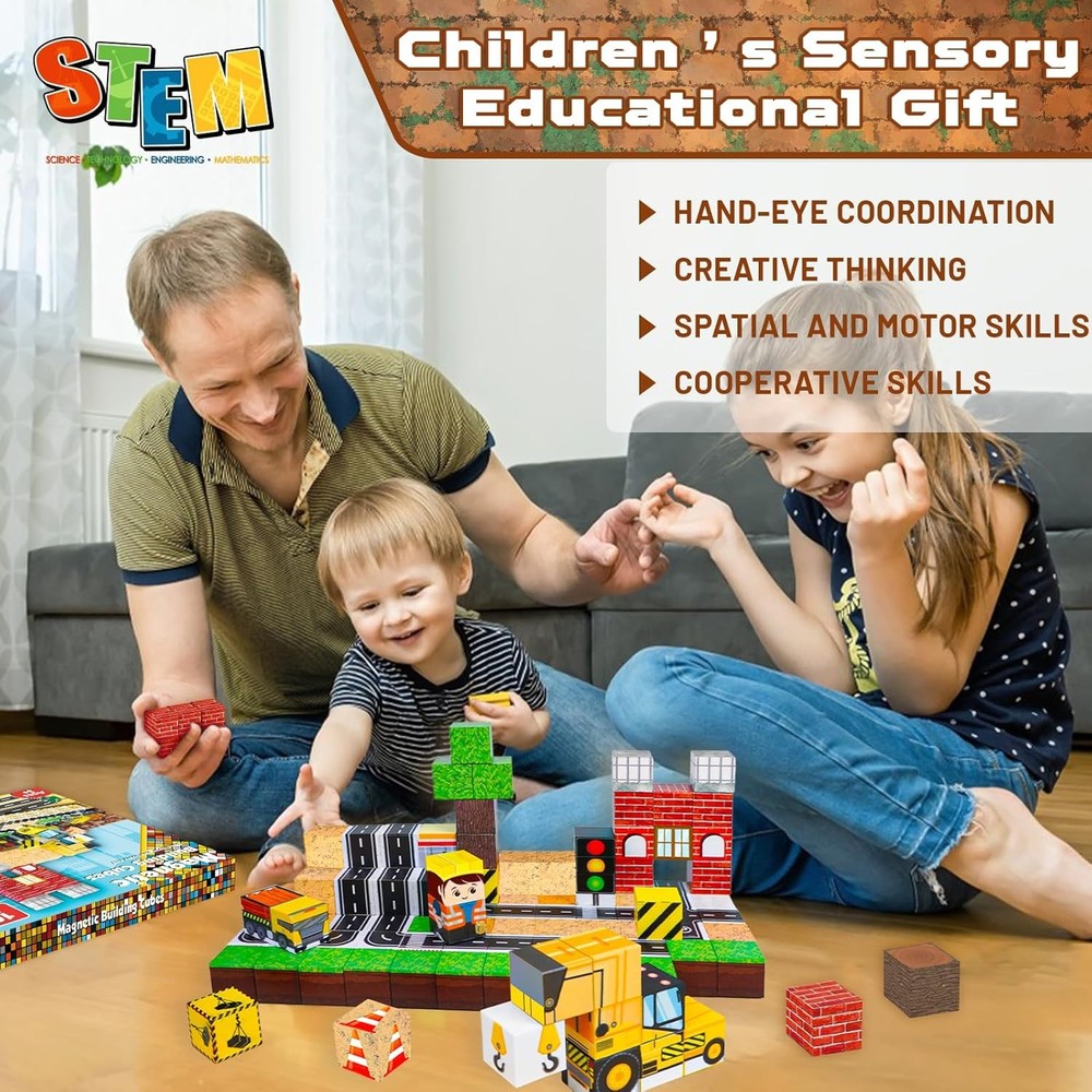 Magnetic Blocks - 100PCS Building Magnet Cubes Stacking...
