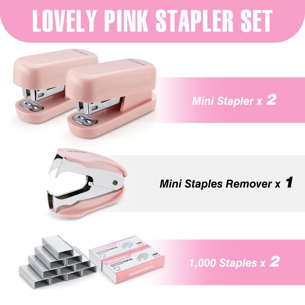 WORKPRO Mini Stapler Stapler Set 1 Staple Remover 2 Stapler 2000 Standard Staple
