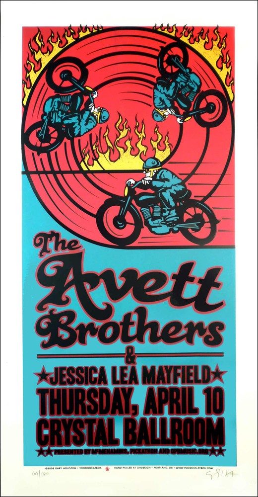 Avett Brothers Poster Original 2008 Crystal Ballroom Hand Signed Gary Houston