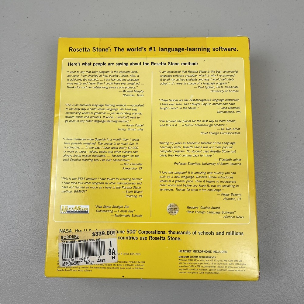 Rosetta Stone Spanish Level 1 & 2 Version 3 CDs for PC and Mac with headset
