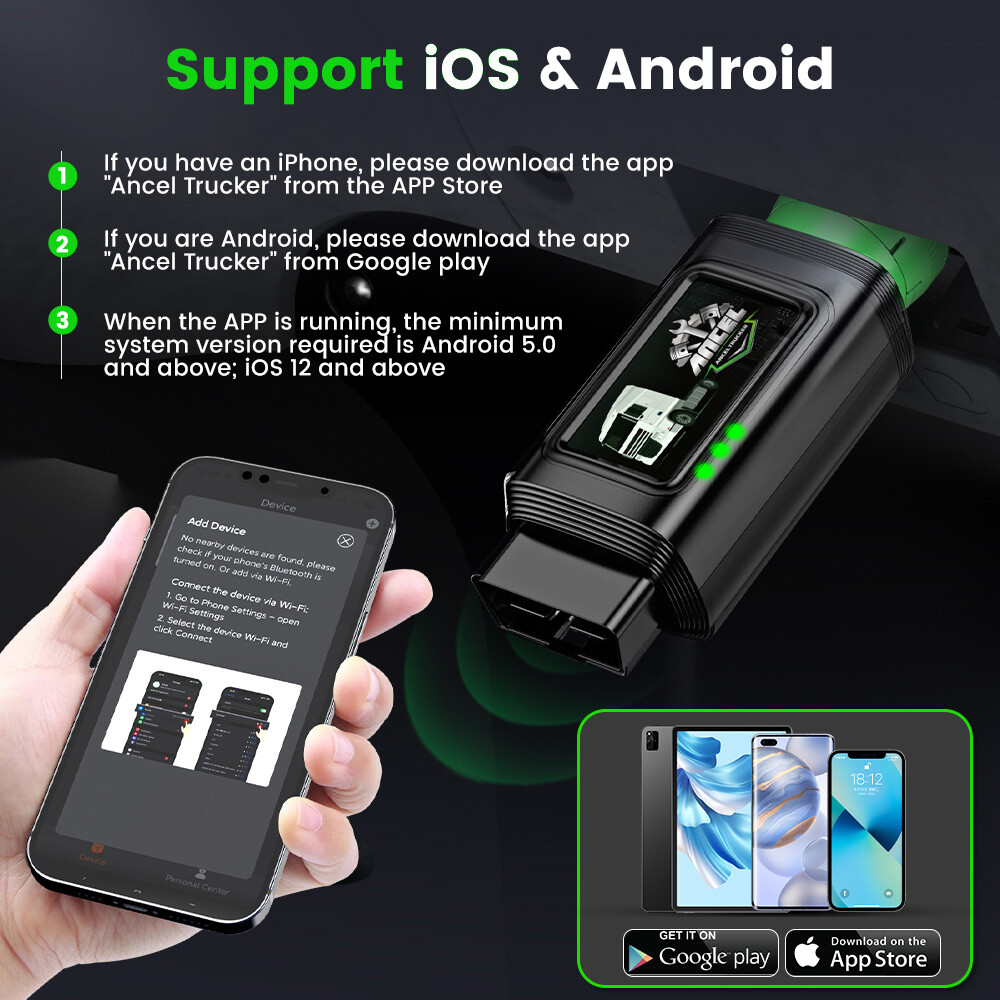 Diesel HOBD Scanner Heavy Duty Truck Code Reader Remove Speed Limit Diagnostic