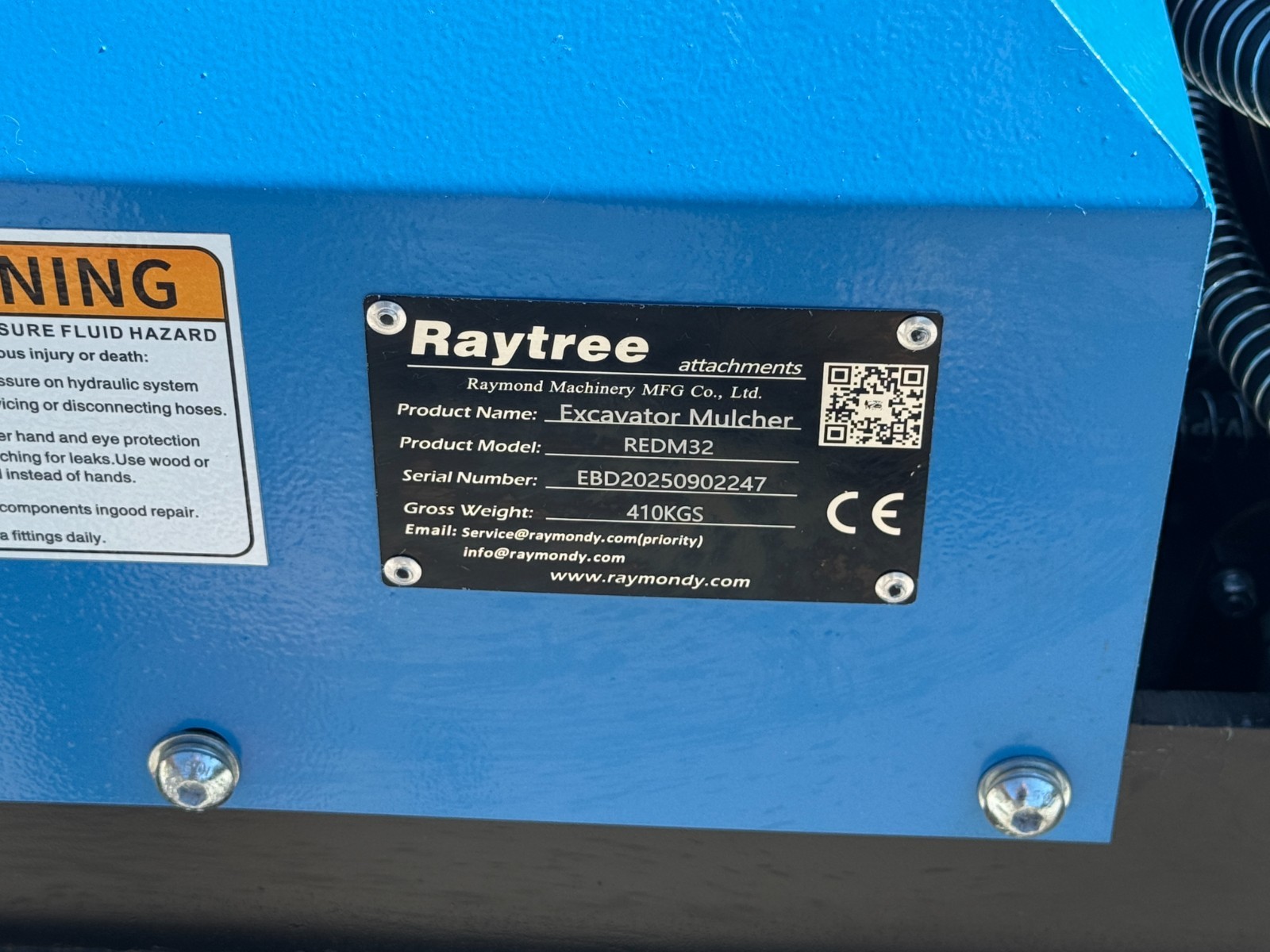 Raytree Excavator Forestry Drum Mulcher Attachment 3-8 Ton 45 MM Pins