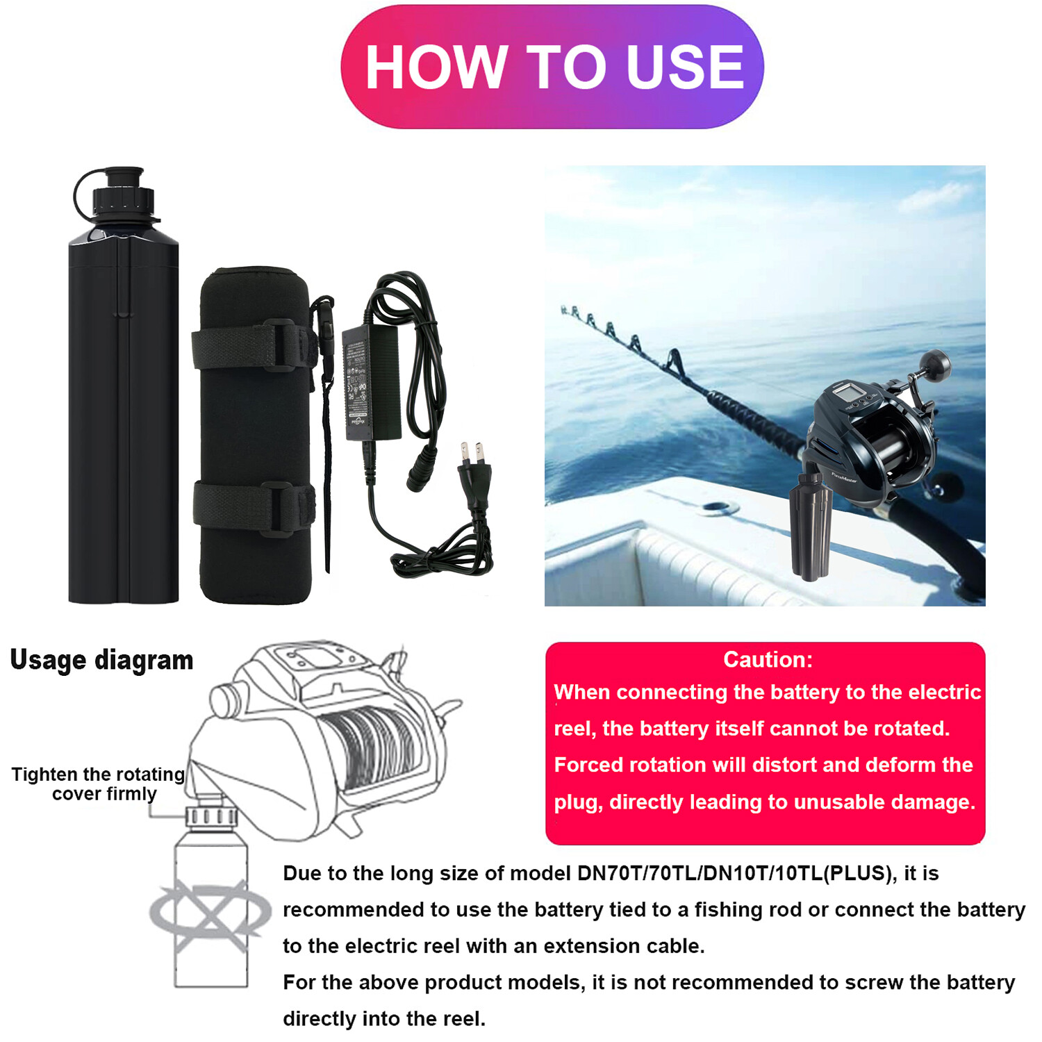 Daiwa Electric Fishing Reel Battery Tanacom 1000 750 BM2900 BM2600 5.0Ah Charger