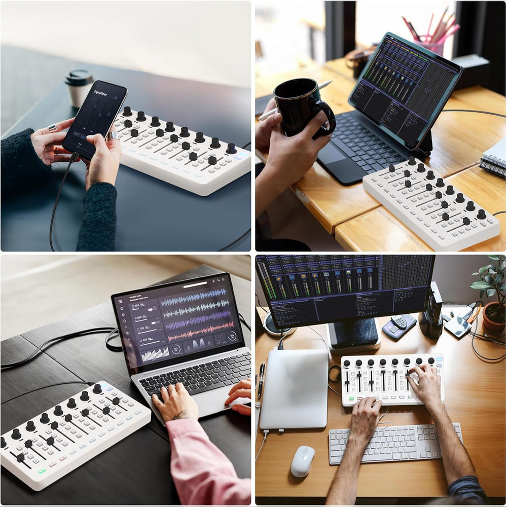 M-WAVE Wireless MIDI Controller - Bluetooth USB MIDI Mixer with 8 Knobs