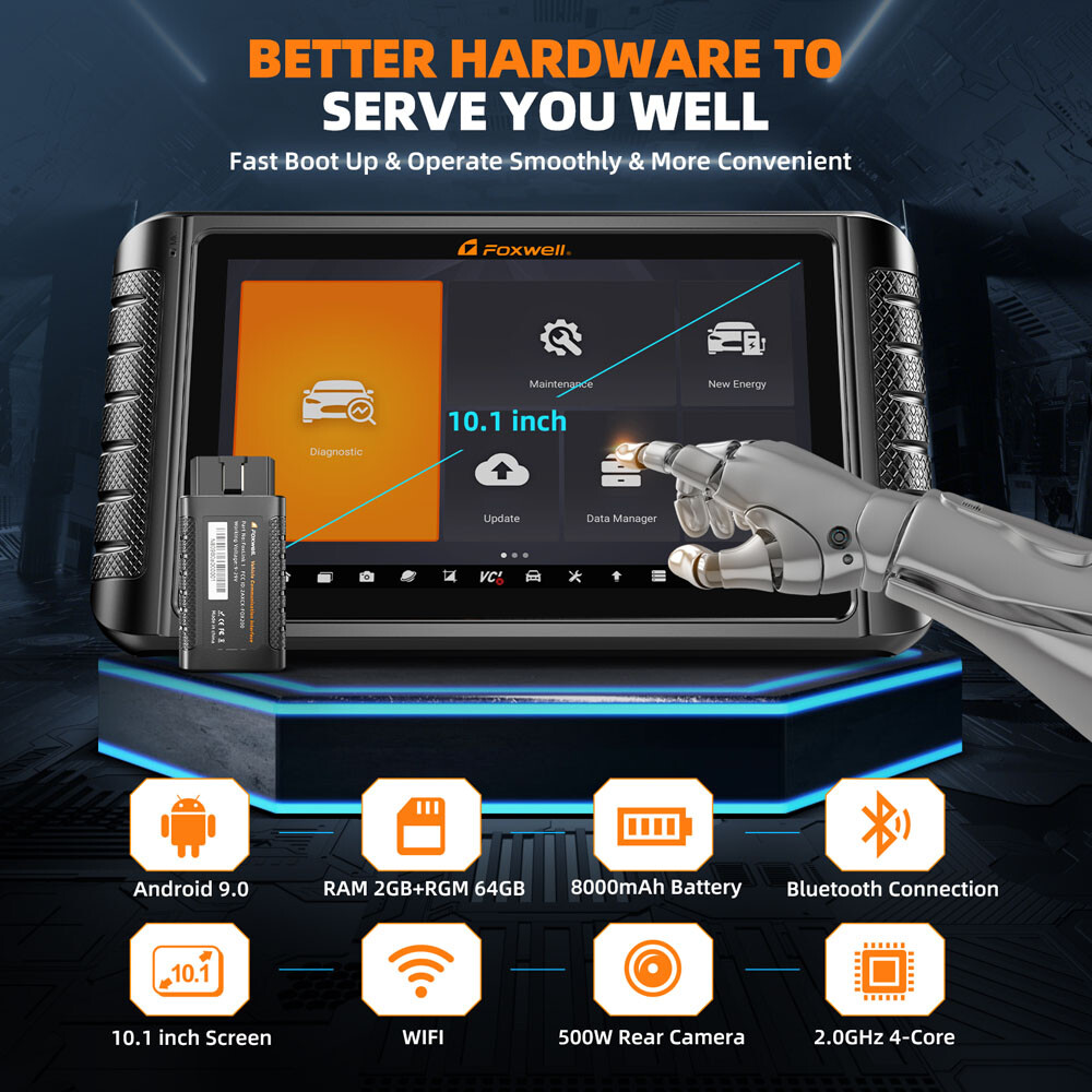 Foxwell NT1009 Bidirectional OBD2 Scanner ECU Coding ALL System 10.1" Bluetooth