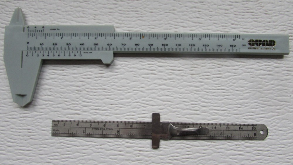 6" PLASTIC CALIPER AND POCKET RULE COMBO