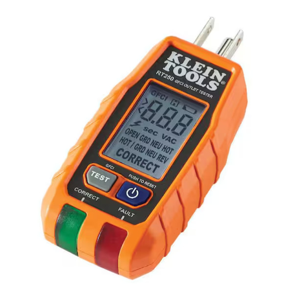 New !Klein Tools GFCI Electrical Outlet Tester with LCD Display, RT250