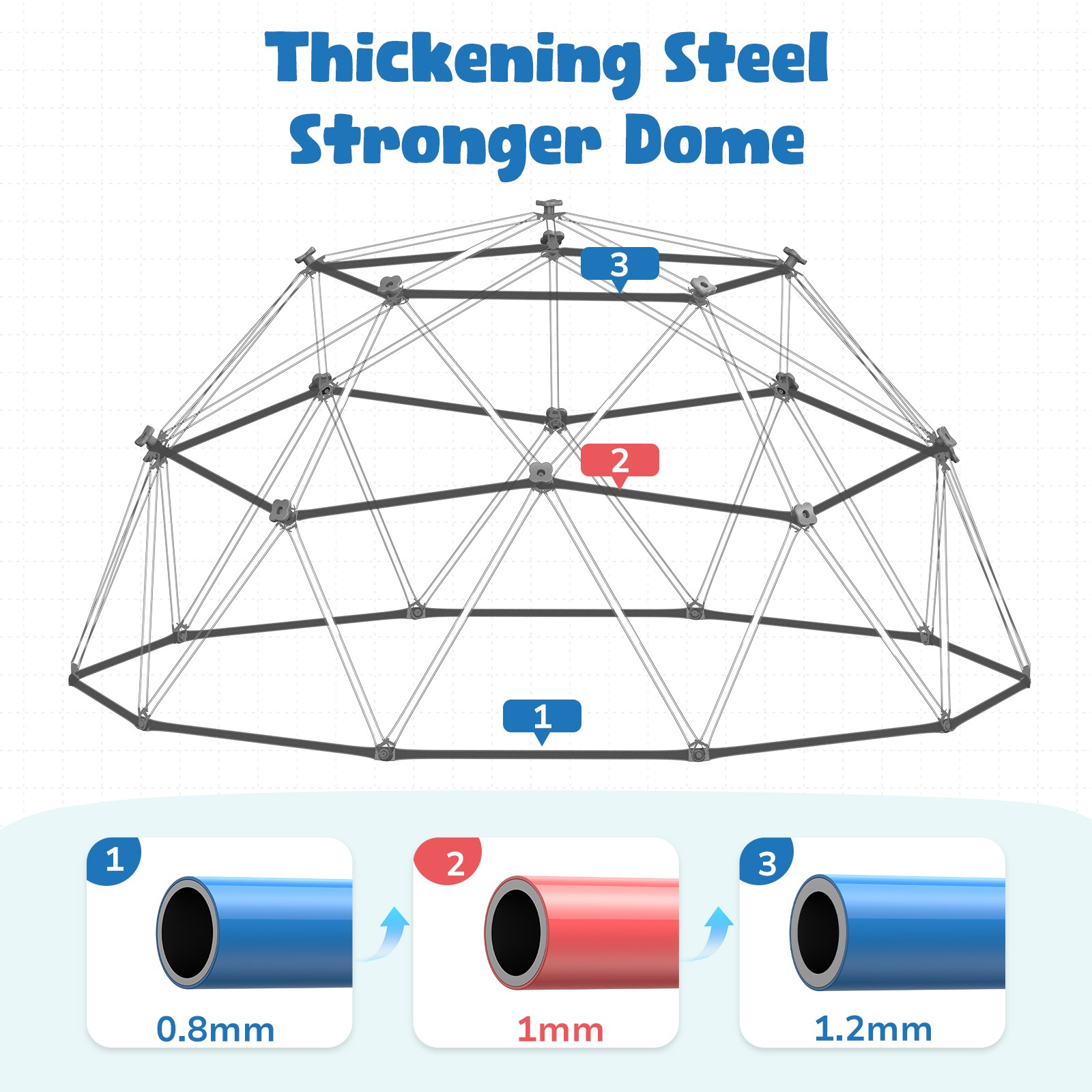 Climbing Dome Swing Set 10ft Jungle Gym Monkey Bars 800lbs for Kids Outdoor Play