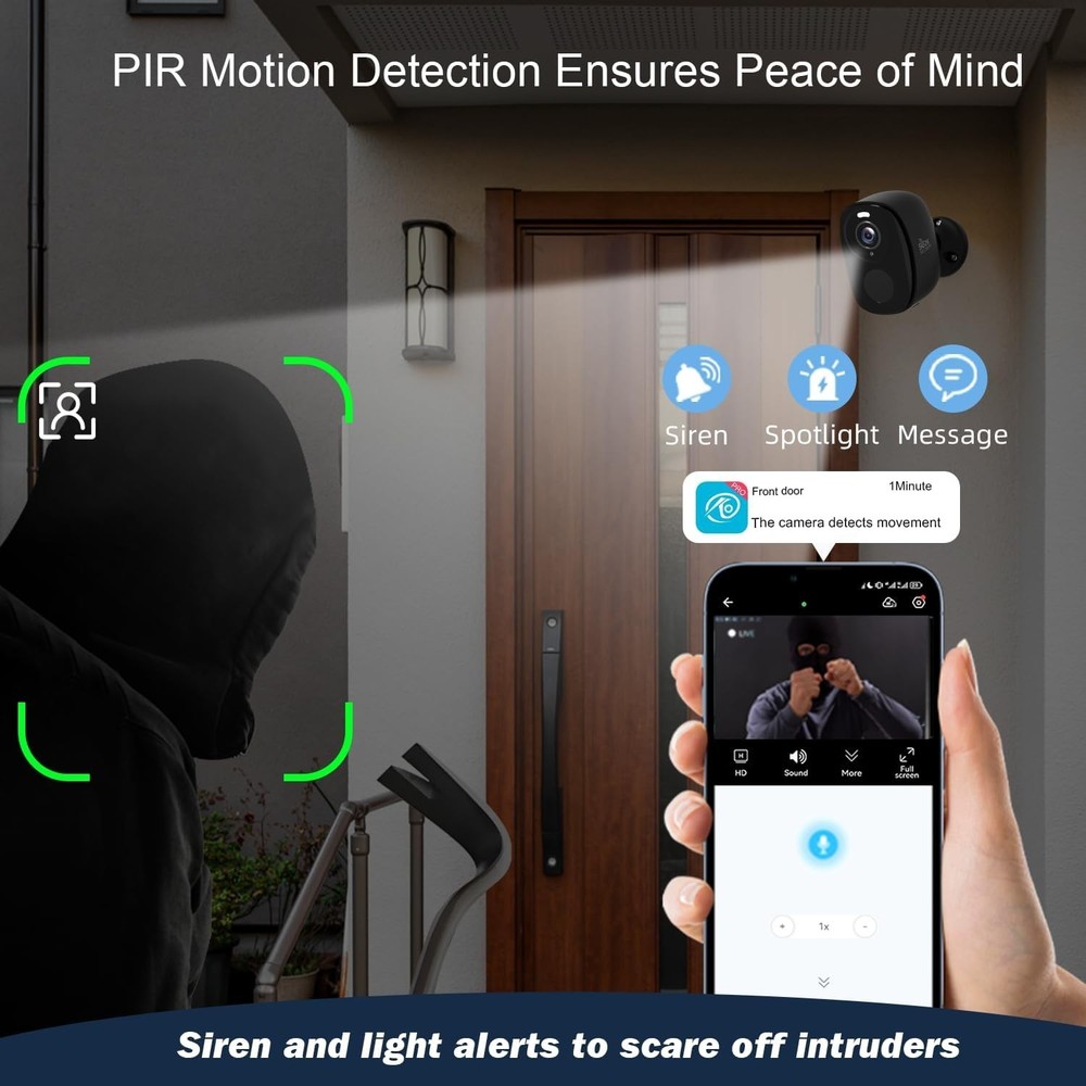 4Pack Rraycom Security Cameras Wireless Outdoor 2K Battery Powered WiFi Security