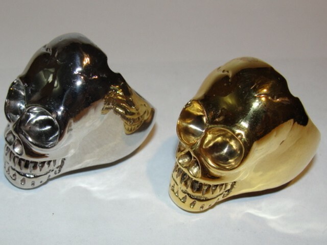 Sterling Silver Plated Brass Skull Ring
