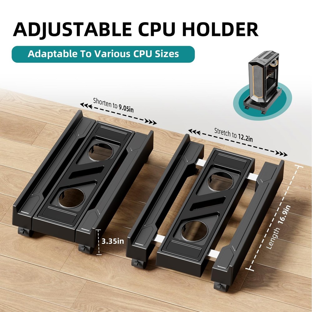 CABTE Adjustable Computer Tower Stand, Mobile CPU Stand with 4 Standard model