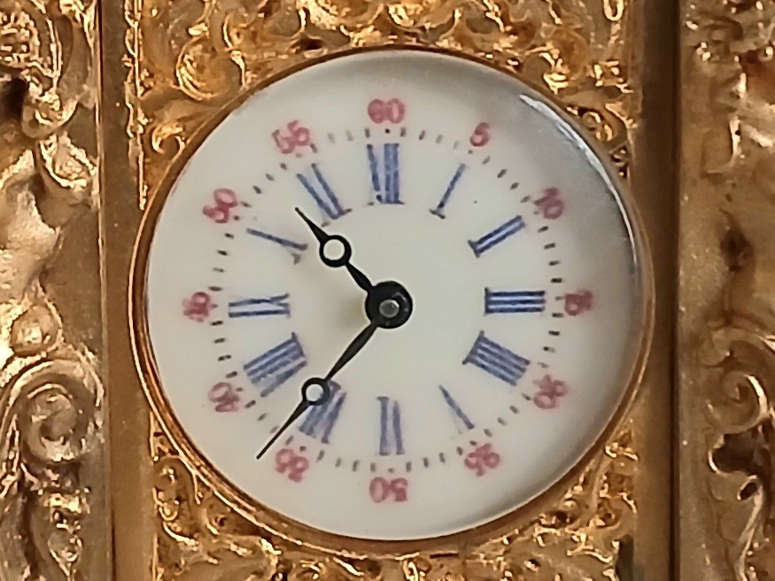 Miniature French Style Clock. Excellent Working Condition with Key.