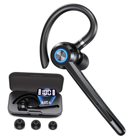 Bluetooth Headset with Microphone,V5.4 Bluetooth Earpiece with Charing Case