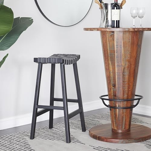 Rustic Birch Bar Stool 18" x 11" x 30" Black