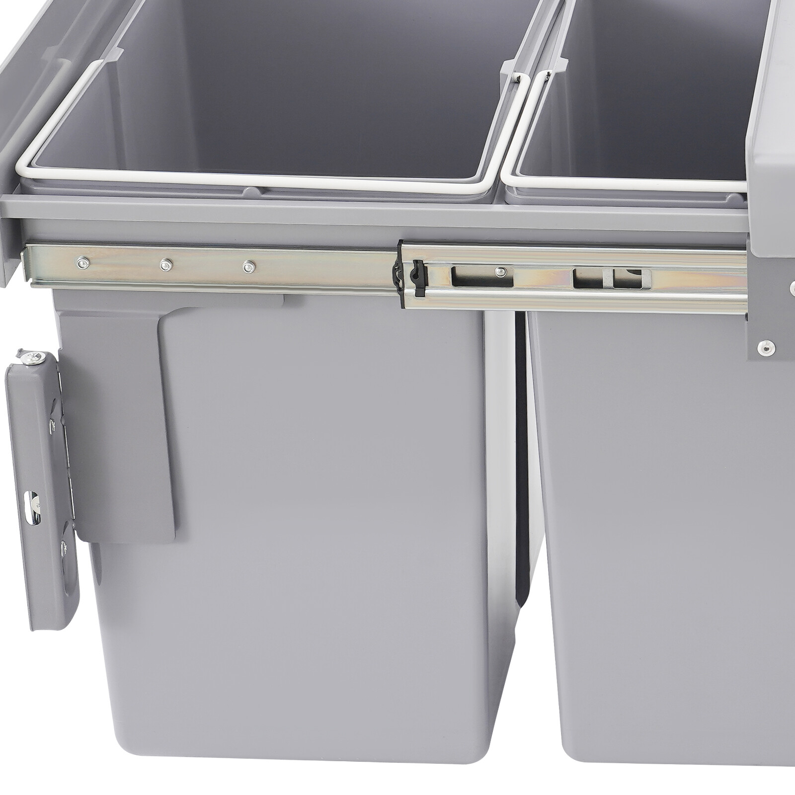 4.4Gal Under Cabinet Dual Pull-Out Trash Can Kitchen 20L Sliding Waste Bin Grey