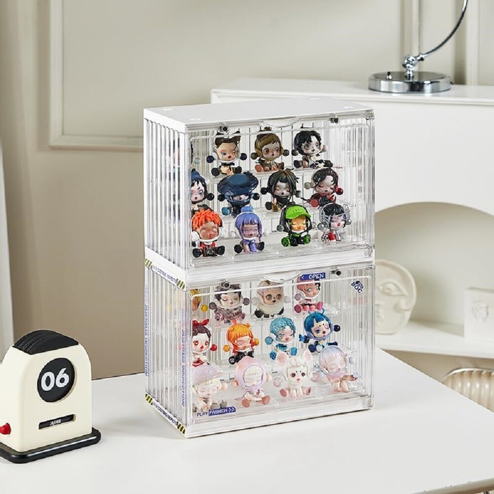 3-Tier Acrylic Display Case Stand Stackable Dustproof Transparent Showcase Box