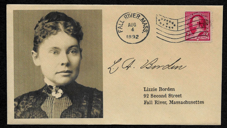 Lizzie Borden collector's envelope w original period stamp 125 years old OP1370
