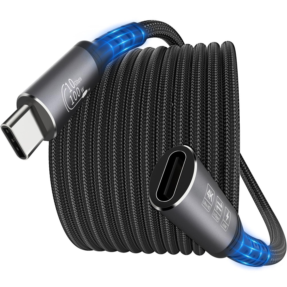 Jnoheefye USB C Extension Cable 12FT - 10Gbps Data Transfer, 100W Fast