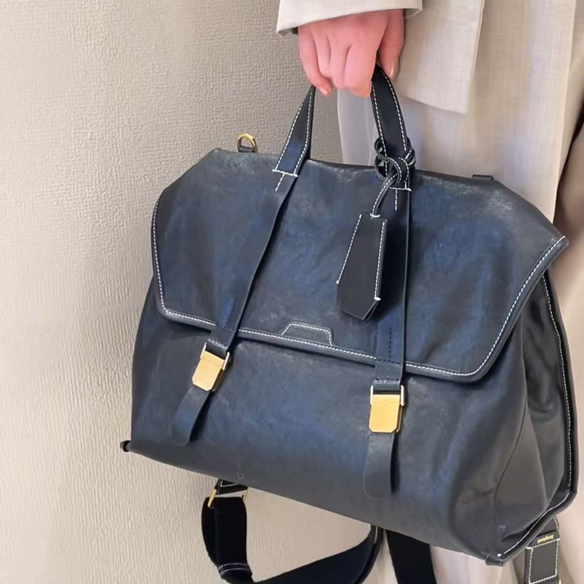 Songmont Briefcase Vegetable Tanned Leather Crossbody Backpack Shoulder Bag