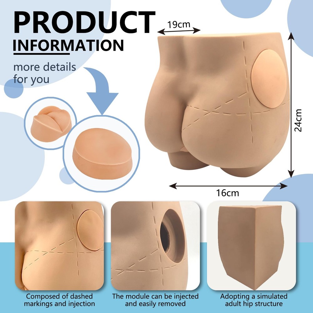 Hip Injection Training Simulator - Reusable Realistic Model, 1:1 Proportion B...