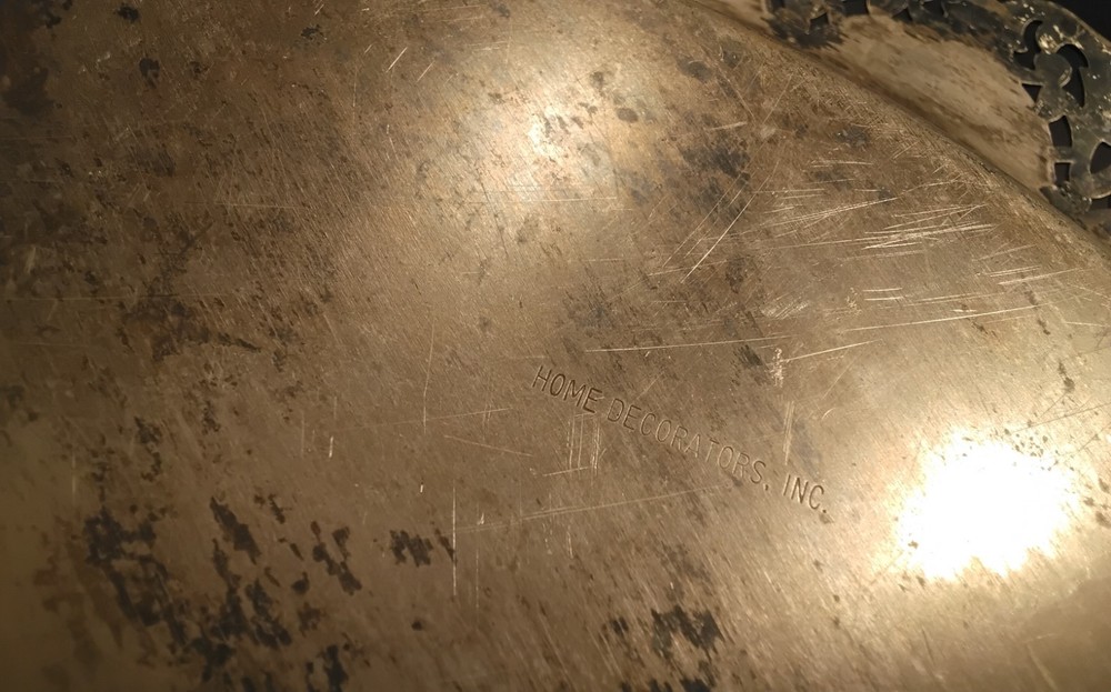 Home Decorators Silver Plated Round Tray Platter Reticulated scalloped 12.75”