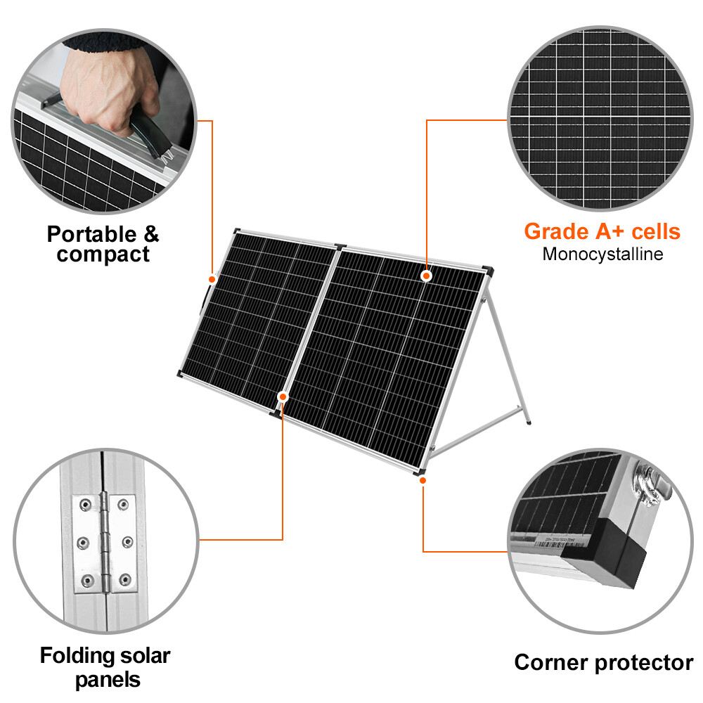 Dokio 200W Mono Folding Solar Panel, 12V for Boat, RV, Off-Grid and Garden Power