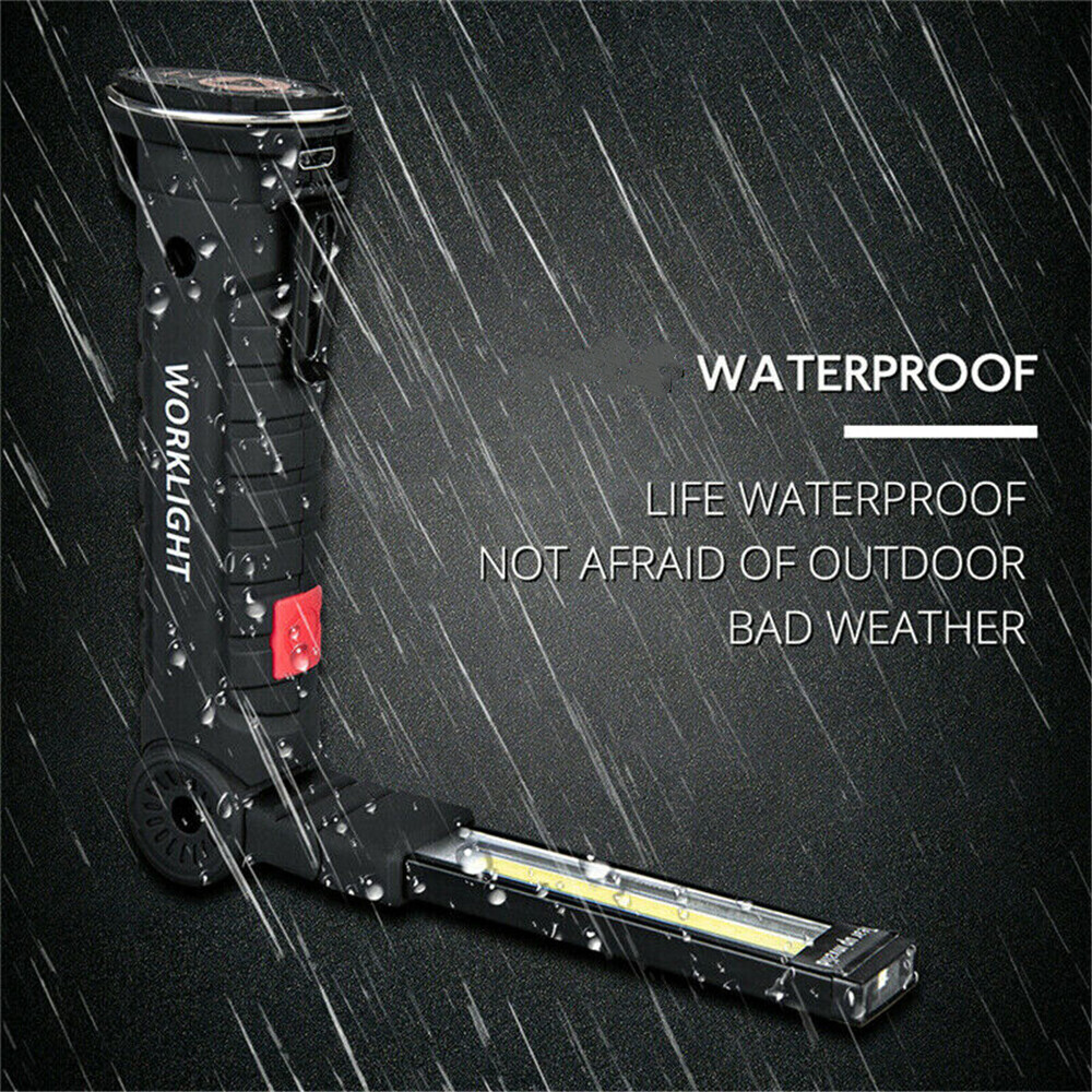 2PCS USB Rechargeable LED Work Light with Magnetic Base & Folding Torch Design