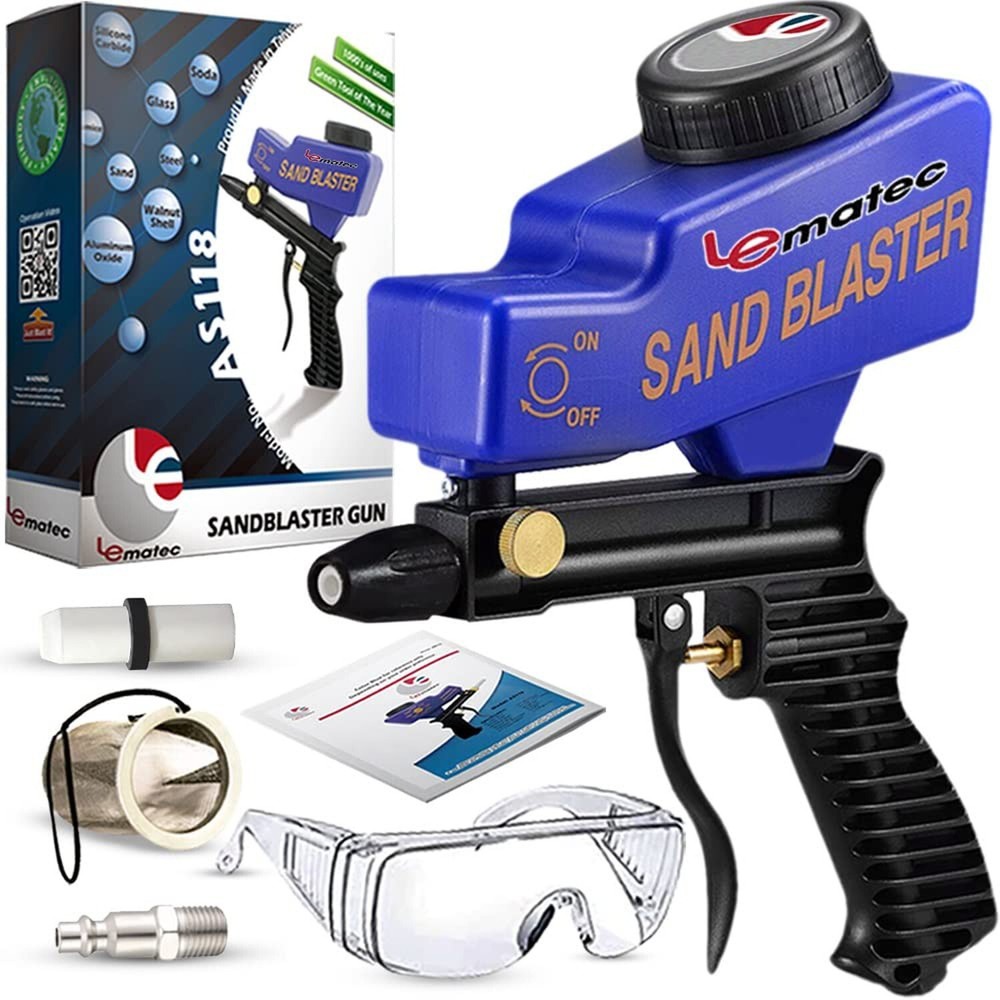 LE LEMATEC Sandblaster Gun Kit, Includes NPT Connector, Ceramic Blasting Tips...